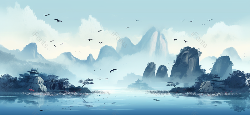 手绘中国风意境水墨山水,插画/手绘图,插画/手绘图库,插画/手绘图下载,插画/手绘